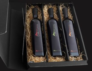 Dreier-Blackbox / Schwarze Geschenkbox für drei Flaschen